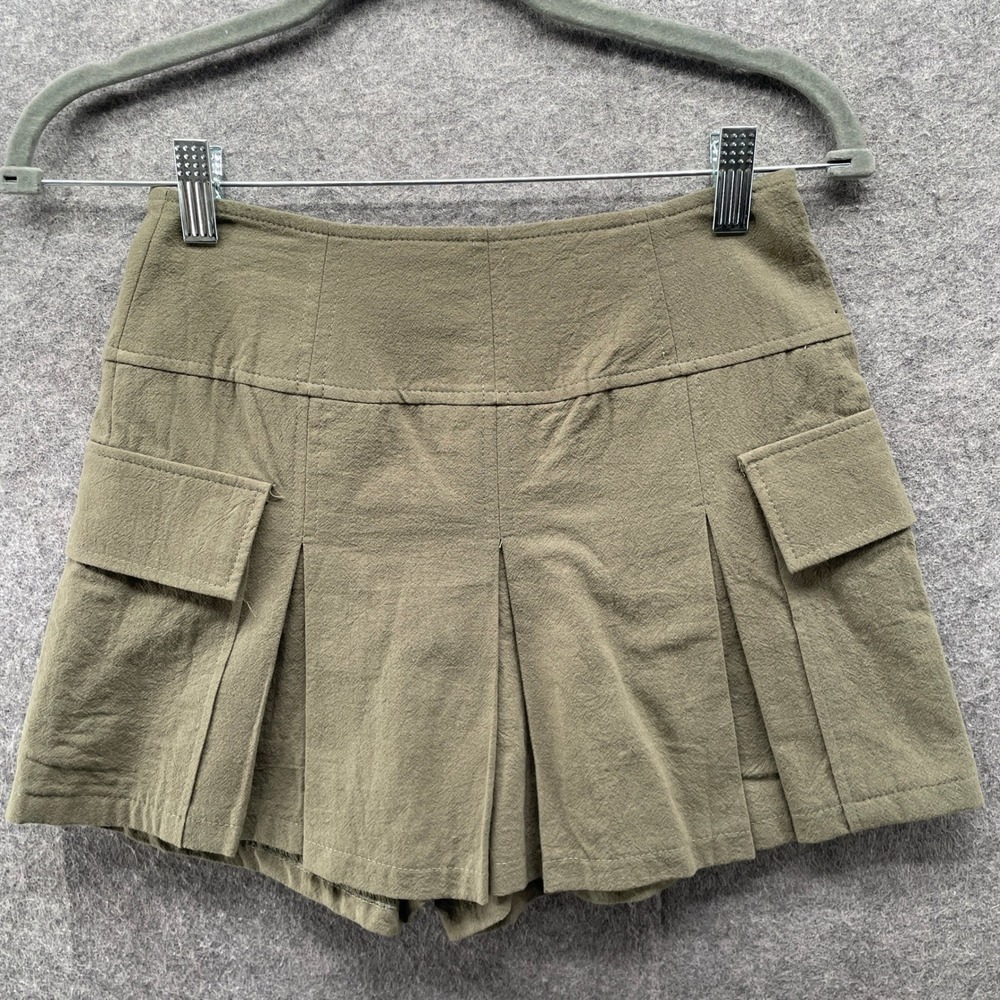 Kirious Los‎ Angeles Pleated Cargo Mini Skort Womens XS Army Green Lightweight